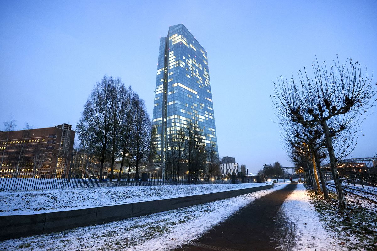 ECB Says Rates Likely to Rise Above Market Expectations
Icy conditions outside the European Central Bank (ECB) headquarters in Frankfurt, Germany, on Thursday, Dec. 15, 2022. ECB Governing Council member Madis Muller said interest rates will likely rise above levels anticipated by markets as the economic slowdown isn't enough to curb inflation as needed. Photographer: Alex Kraus/Bloomberg via Getty Images