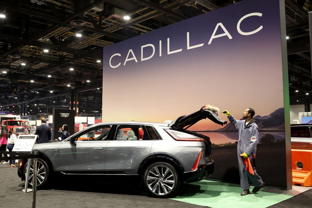 CHICAGO, ILLINOIS - FEBRUARY 09: Cadillac shows off their 2023 Lyriq Debut Edition electric SU at the Chicago Auto Show on February 09, 2023 in Chicago, Illinois. The show, which is the nation's largest and longest-running auto show, opens to the public on February 11.