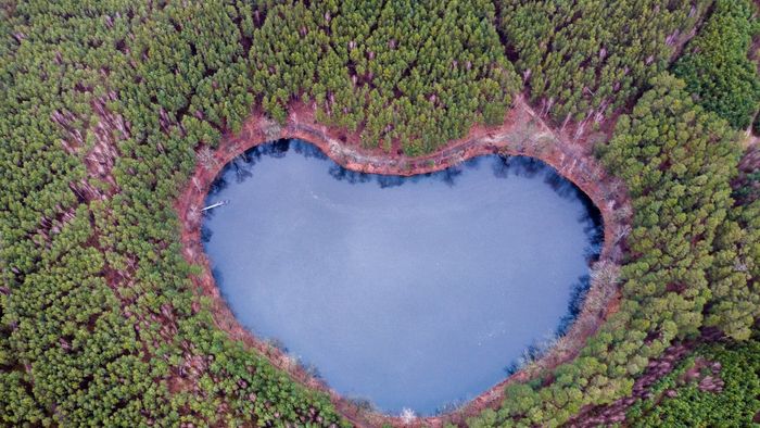 Heart shaped lake in Poland