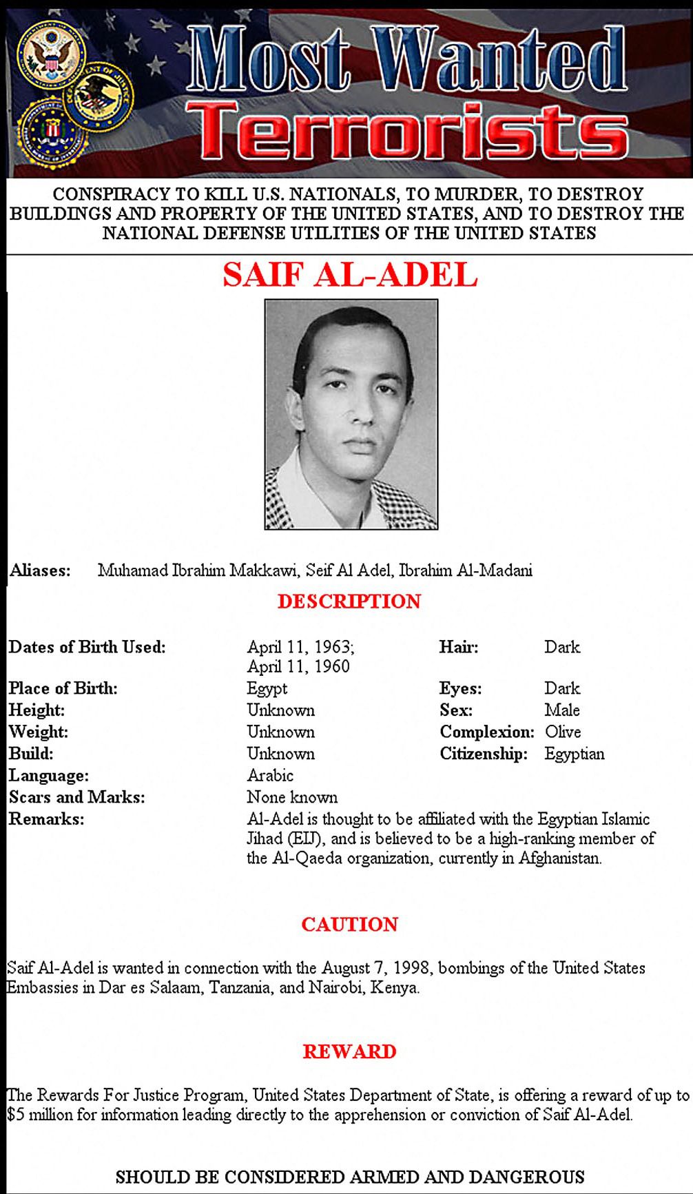 US-ATTACKS-FBI WANTED TERRORISTS-AL-ADEL