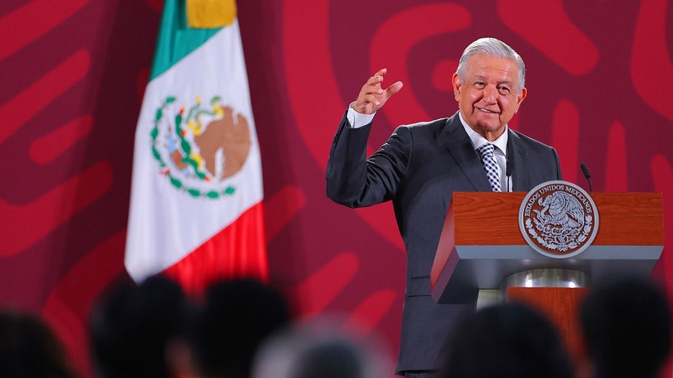 President Lopez Obrador Daily Briefing
MEXICO CITY, MEXICO - JUNE 28: President of Mexico Andres Manuel Lopez Obrador speaks during the daily briefing at Palacio Nacional on June 28, 2022 in Mexico City, Mexico. Lopez Obrador confirmed visit on July 12 to Washington, DC to meet U.S. president Biden amid migration policies following the death of over 46 migants found in an abandoned truck on the outskirts of San Antonio, Texas. (Photo by Hector Vivas/Getty Images)