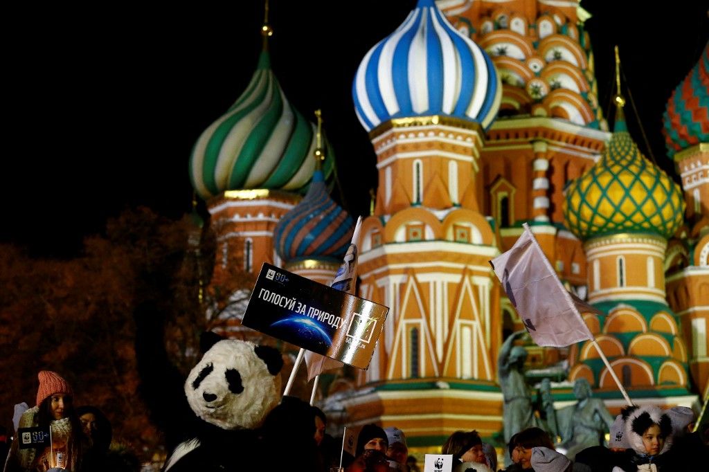 'Earth Hour' event at Red Square in Moscow