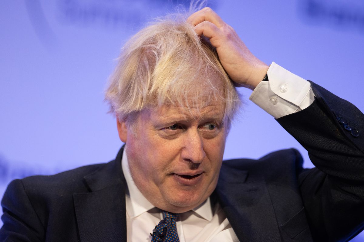 LONDON, ENGLAND - MARCH 02: Former UK prime minister Boris Johnson addresses the Global Soft Power Summit at The Queen Elizabeth II Conference Centre on March 2, 2023 in London, England. The conference explores the role of soft power in international politics and business. 
