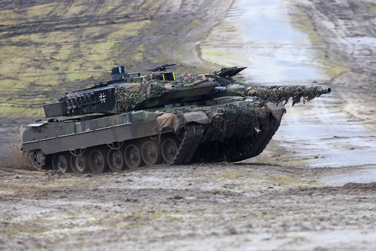 German Army Leopard 2 Battle Tank Display Attended by Defense Minister Boris Pistorius
