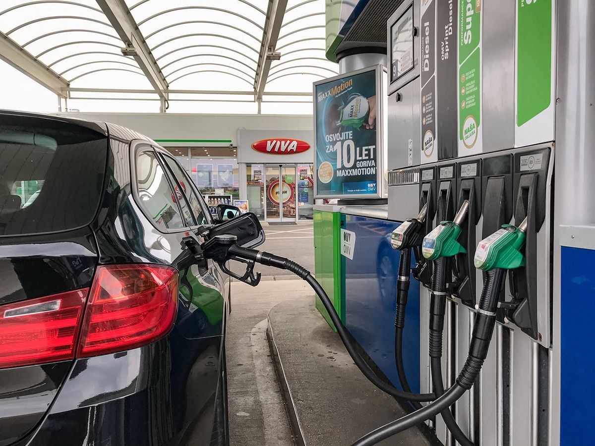 Ljubljana,,Slovenia,-,September,2,,2019:,Black,Bmw,3-series,F31
LJUBLJANA, SLOVENIA - SEPTEMBER 2, 2019: Black BMW 3-series F31 car filling by diesel fuel at OMV petrol gasoline station