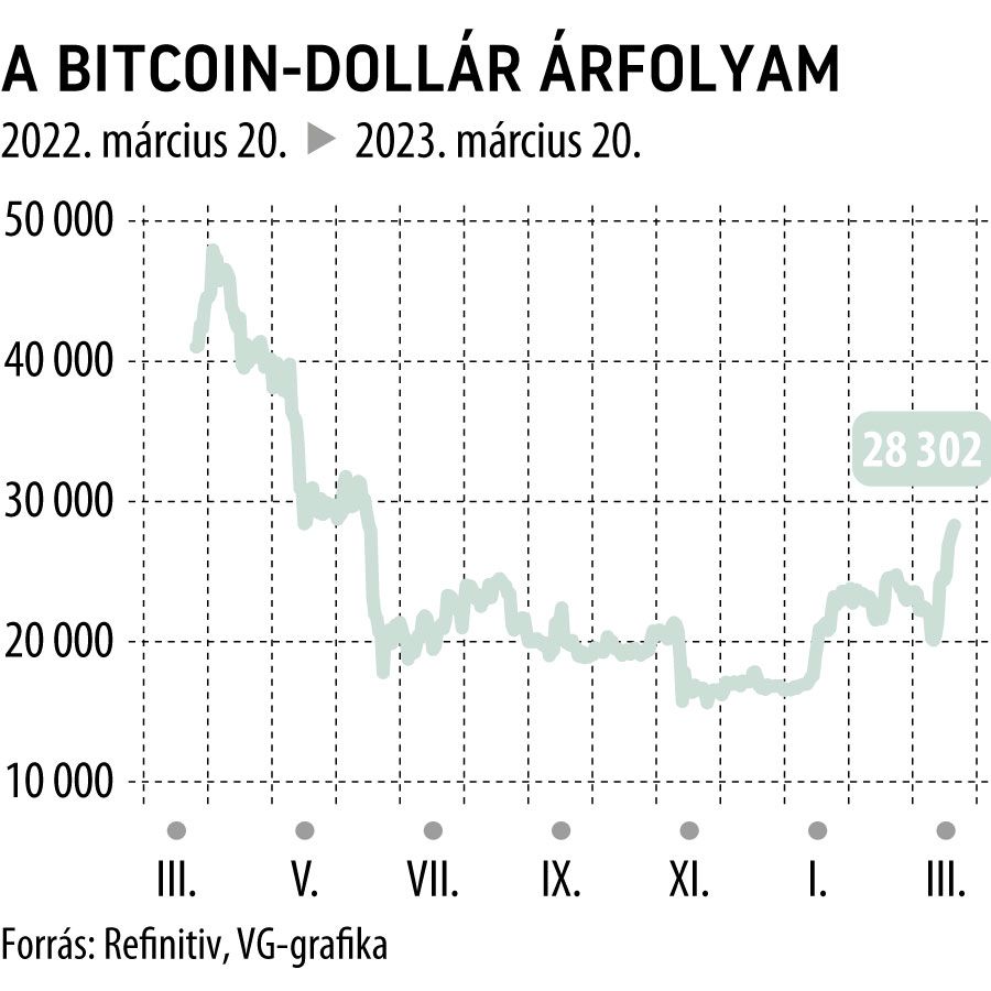 A Bitcoin-dollár árfolyam 1 éves
