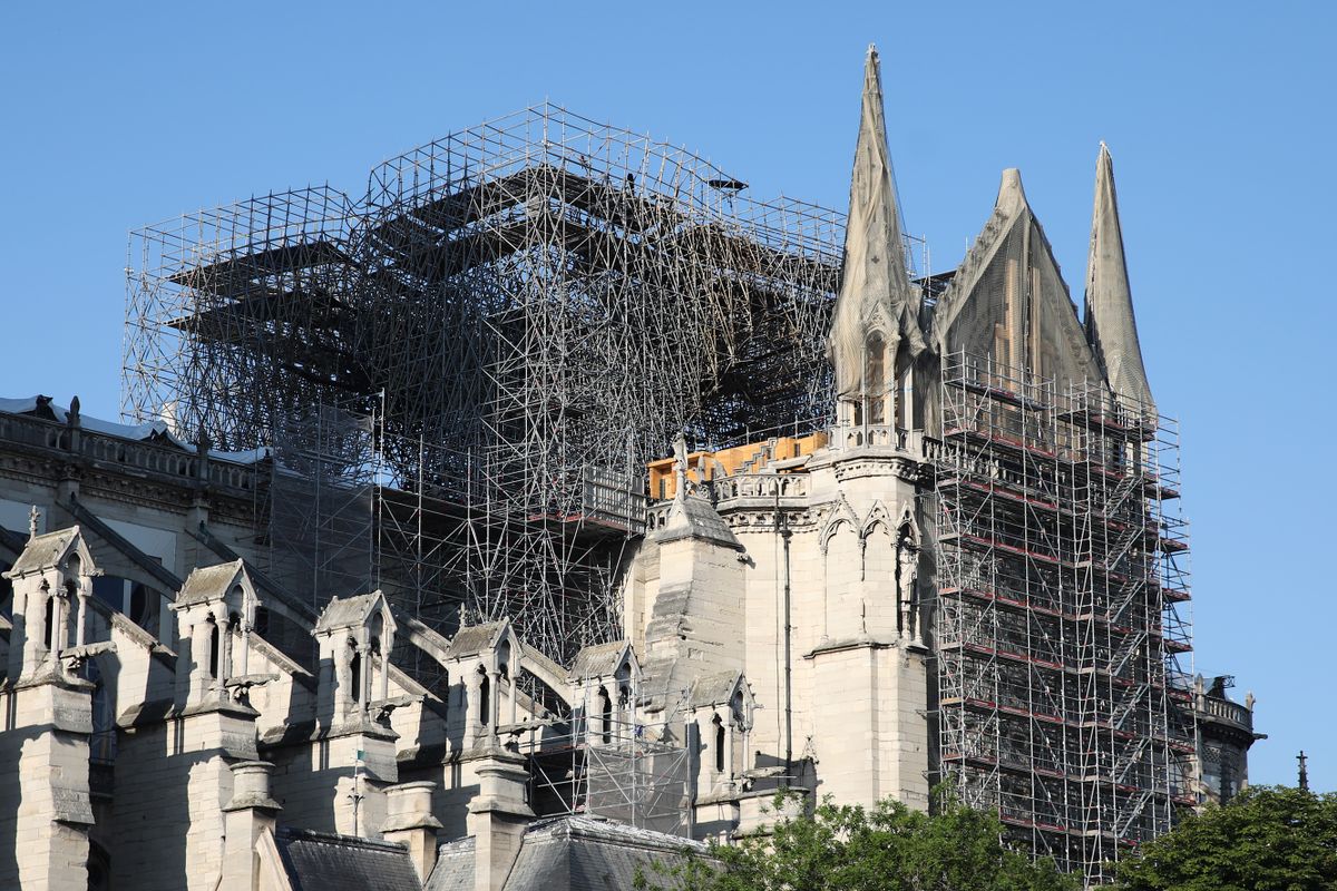 Notre Dame Cathedral after massive fire,  in Paris, France on 6 July 2019.  