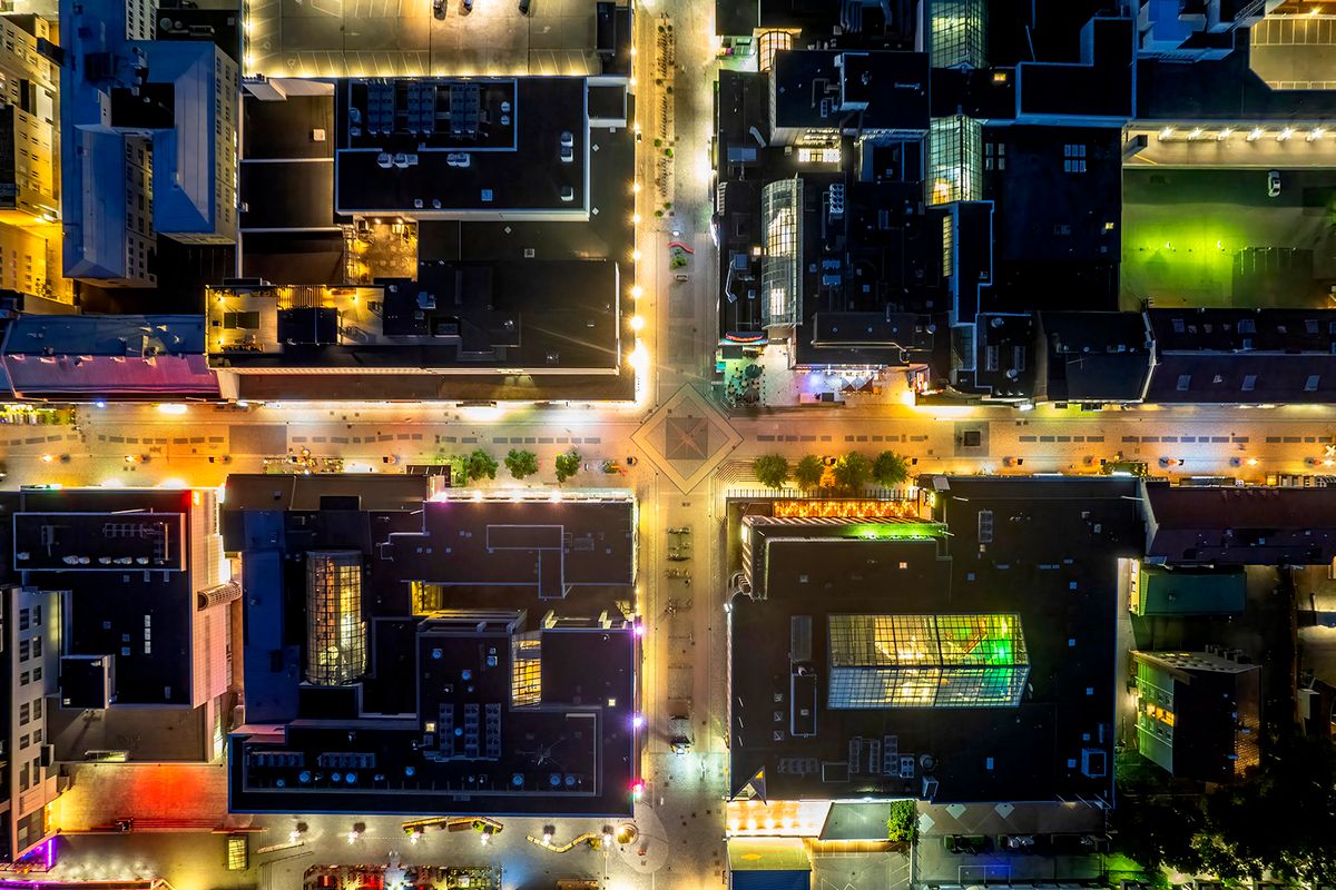 Aerial view of city center at midnight
Photo taken in Jyväskylä, Finland.
office buildings,office,finland,