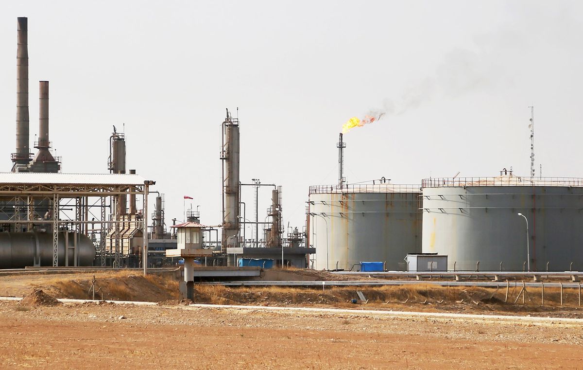 Kurdish Regional Erbil oil refinery
ERBIL, IRAQ - NOVEMBER 17:  A view of the Erbil oil rafinery, one of the most significant plants where the crude oil is processed and refined in Iraqs Kurdish Regional Government (KRG), Erbil on November 17, 2016. (Photo by Yunus Keles/Anadolu Agency/Getty Images)
