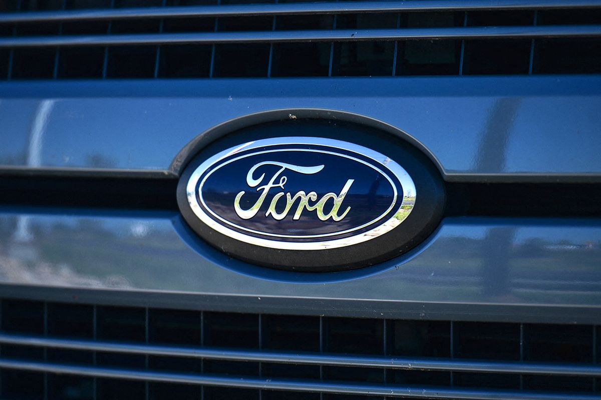 Daily Life In Edmonton Ford logo seen on a parked Ford vehicle truck outside a Ford dealership in South Edmonton. On Wednesday, 24 August 2021, in Edmonton, Alberta, Canada. (Photo by Artur Widak/NurPhoto) (Photo by Artur Widak / NurPhoto / NurPhoto via AFP)