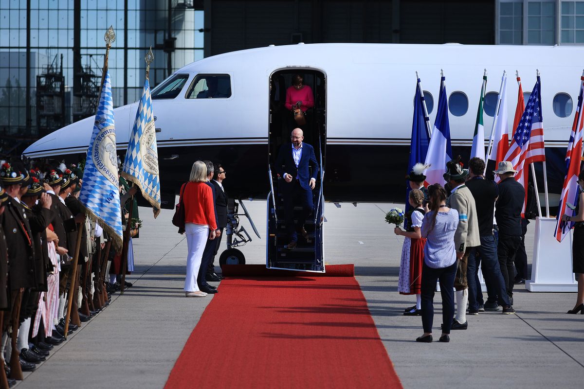 Charles Michel, president of the European Council, arrives at Munich Airport ahead of the Group of Seven (G-7) leaders summit, in Munich, Germany, on Sunday, June 26, 2022. The G-7 leaders hold their summit in the Bavarian Alps starting Sunday hosted by Chancellor Olaf Scholz. 
