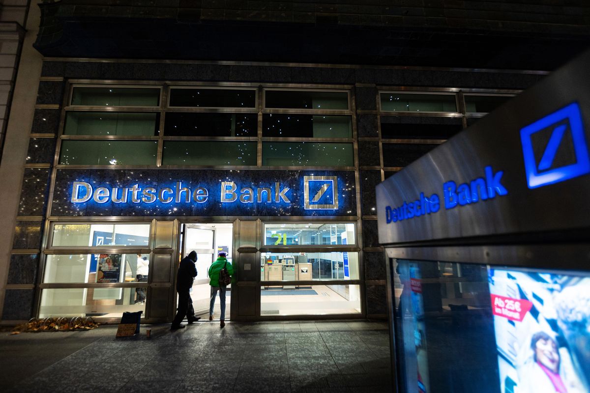 Customers enter a Deutsche Bank AG branch on Black Friday in Berlin, Germany, on Friday, Nov. 25, 2022. The recent wave of relief across the retail industry is giving way to a sense of foreboding ahead the holiday shopping season. 