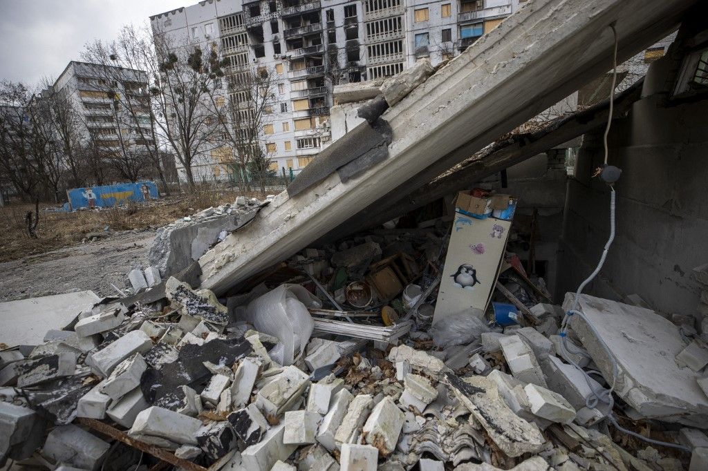Toys left behind by Ukrainian children war-torn city of Kharkiv