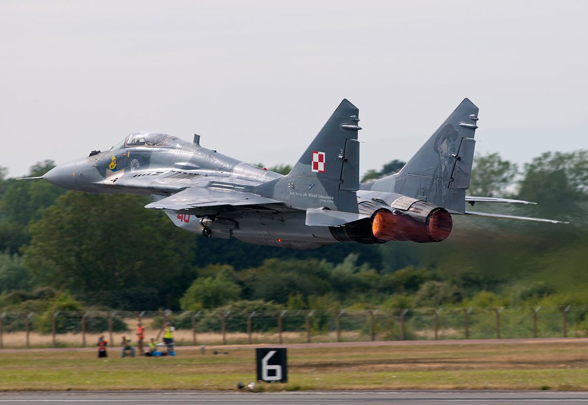 Poland,March,2021.,Polish,Air,Force,Donates,Its,Entire,Fleet Poland March 2021. Polish Air Force donates its entire fleet of Mikoyan MiG-29 Fulcrum fighter bombers to the air force of Ukraine. To help with its defence against the invading Russian forces.