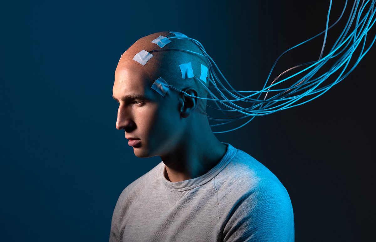 Man,With,Electrodes,In,His,Head,Is,A,Futuristic,Concept