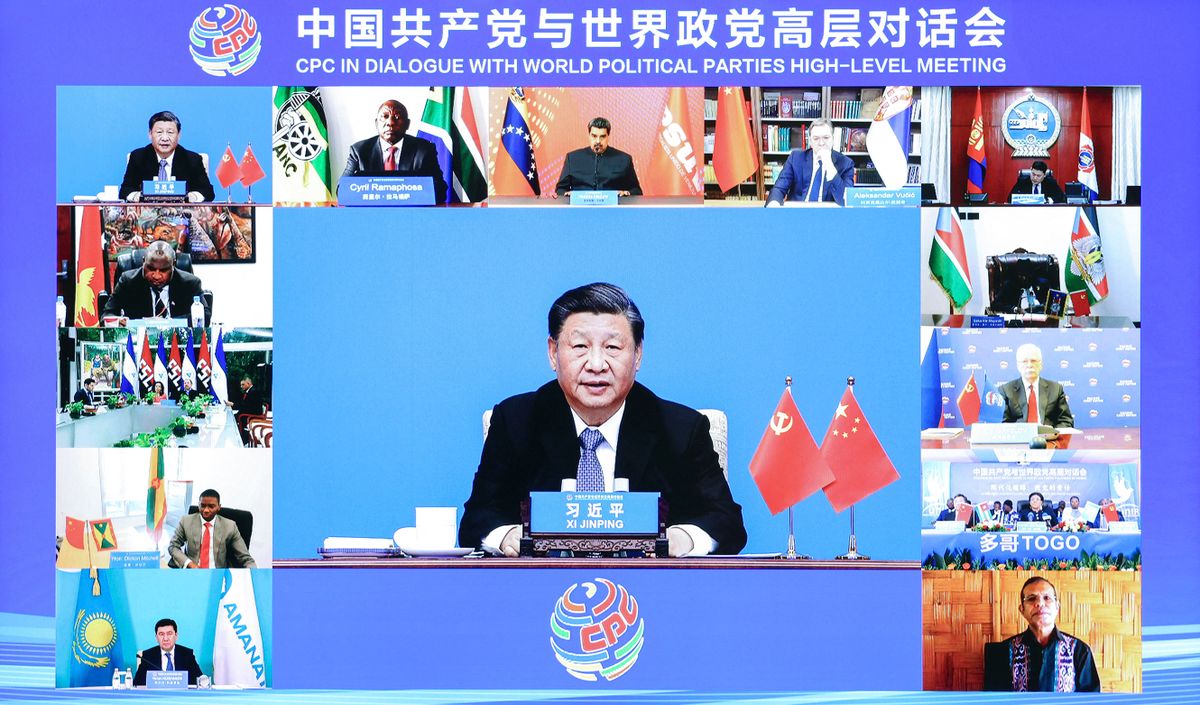 (230315) -- BEIJING, March 15, 2023 (Xinhua) -- Xi Jinping, general secretary of the Communist Party of China (CPC) Central Committee and Chinese president, attends the CPC in Dialogue with World Political Parties High-Level Meeting via video link and delivers a keynote address in Beijing, capital of China, March 15, 2023. 