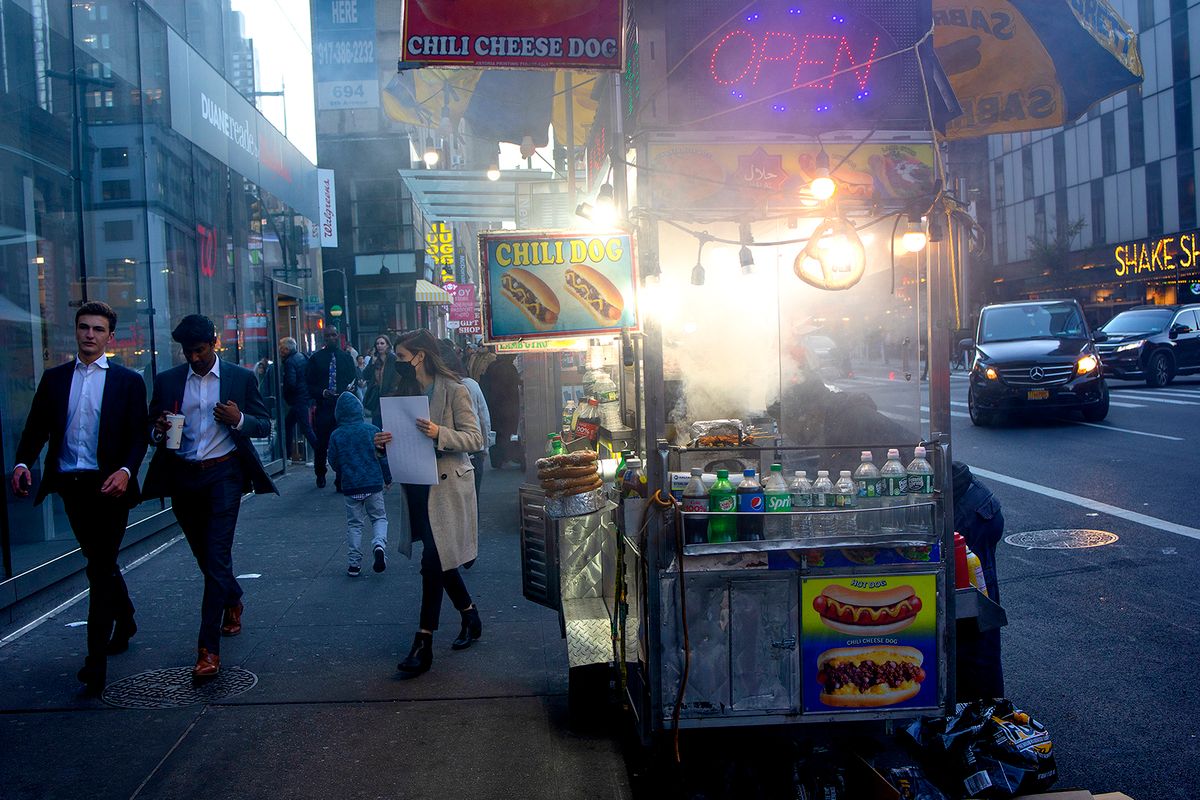 New York City
NEW YORK, NEW YORK - OCTOBER 20:  A typical midtown street scene, October 20, 2022 in New York City, New York. (Photo by Andrew Lichtenstein/Corbis via Getty Images)