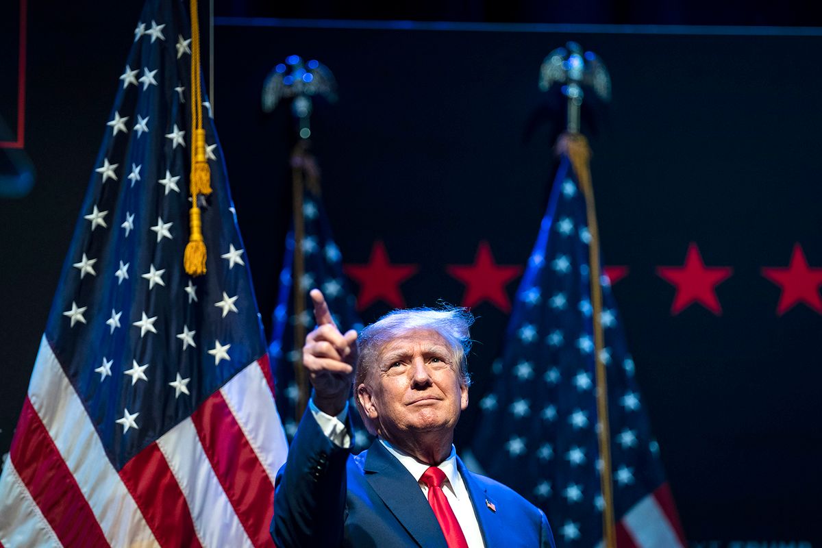 Trump Iowa
Davenport, Iowa - March 13 : Former President Donald Trump speaks during an event at the Adler Theatre on Monday, March 13, 2023, in Davenport, Iowa. (Photo by Jabin Botsford/The Washington Post via Getty Images)