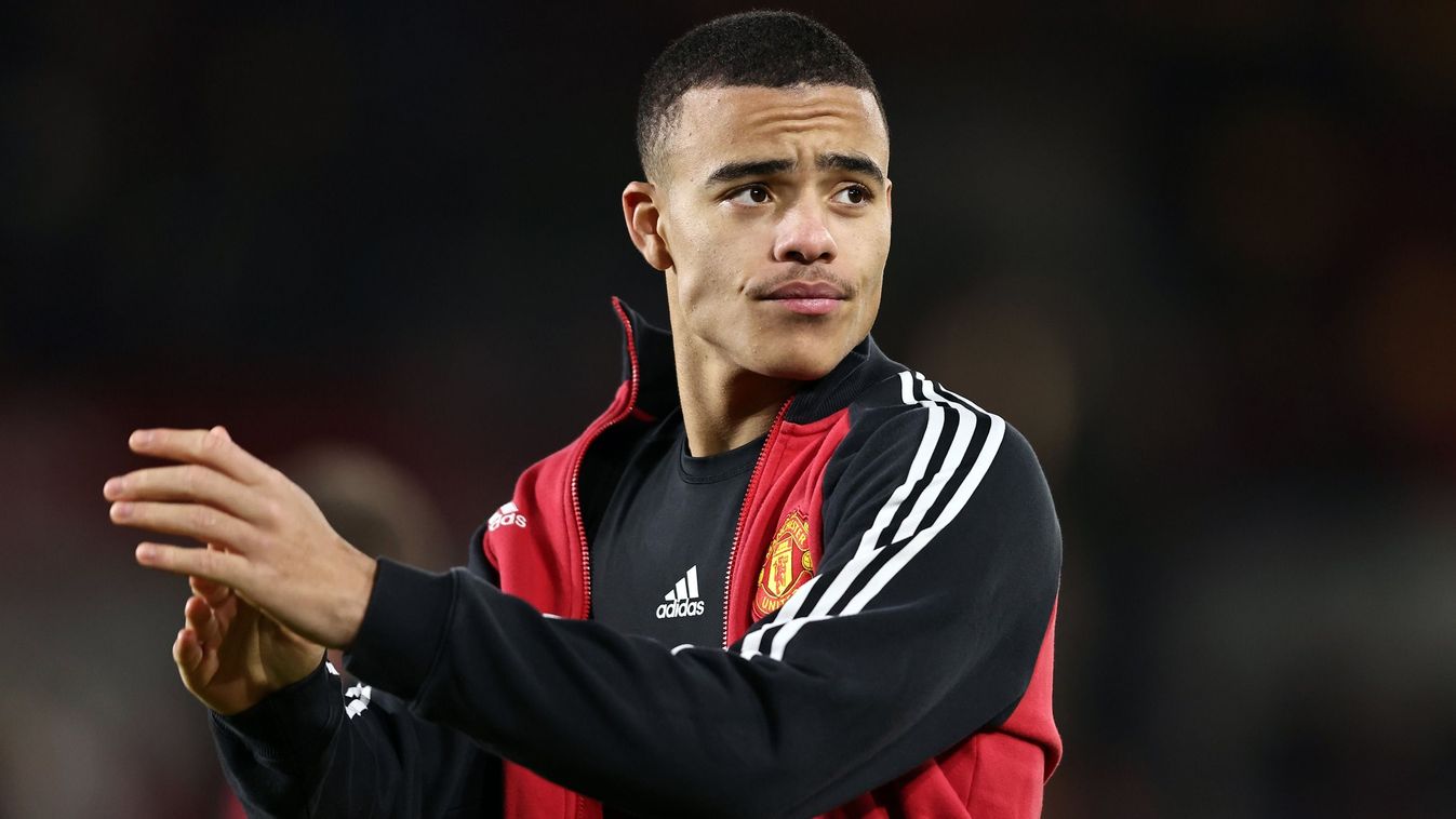 BRENTFORD, ENGLAND - JANUARY 19:  Mason Greenwood of Manchester United  during the Premier League match between Brentford and Manchester United at Brentford Community Stadium on January 19, 2022 in Brentford, England.