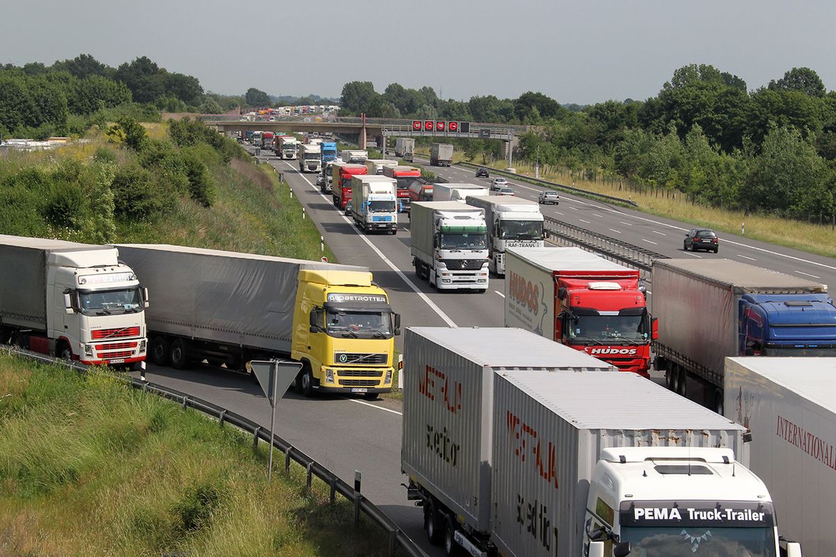 Germany Lower Saxony - traffic jam on the motorway BAB A2 between Peine and Hannover