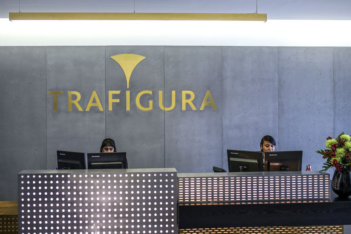 Trading Operations at Trafigura India's Office and Interviews with Executives Including CEO Raoul Bajaj Employees work at a reception desk at the office of Trafigura India Private Ltd., a subsidiary of Trafigura Group Pte., in Mumbai, India, on Tuesday, April 24, 2018. Trafigura, a little-known private partnership that trades in oil, coal, iron ore, and metals, is one of the hidden companies that power the world economy, linking suppliers and consumers of raw materials. Photographer: Dhiraj Singh/Bloomberg via Getty Images