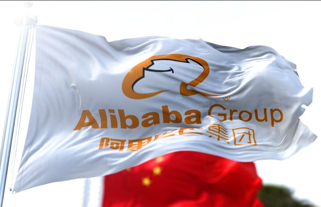 Hangzhou,,China,,March,12,2021:,Flag,With,The,Alibaba,Group
Hangzhou, China, march 12 2021: Flag with the Alibaba Group logo flying along with the national flag of China. Alibaba is a Chinese multinational technology company. Business and financial concept.