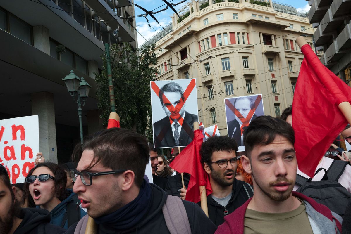 Students rally over Tempe train crash in Syntagma Square, Athens on March 16, 2023. Labor unions called for a 24-hour general strike in Greece to demand accountability following the deaths of 57 people in the countrys worst train disaster.
