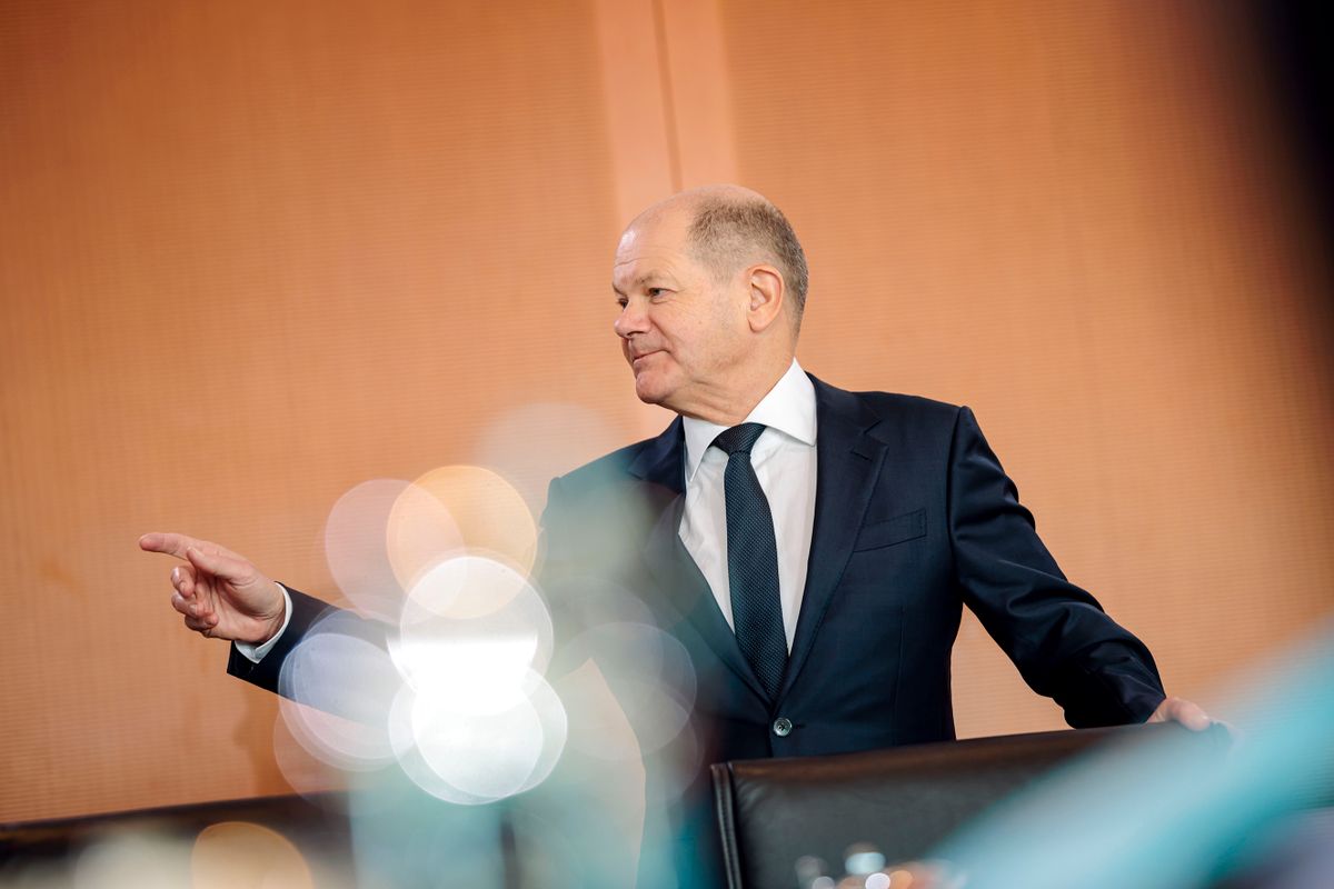 Berlin, Germany - March 01:Federal Chancellor Olaf Scholz (SPD), attends the weekly cabinet meeting at the chancellery (Bundeskanzleramt) on March 01, 2023 in Berlin, Germany. 
