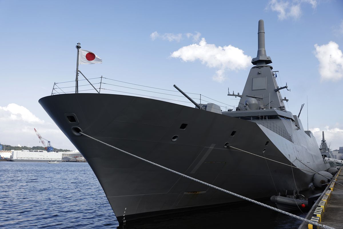 Japan Defense Minister Minister Yasukazu Hamada visits Mogami-class frigate