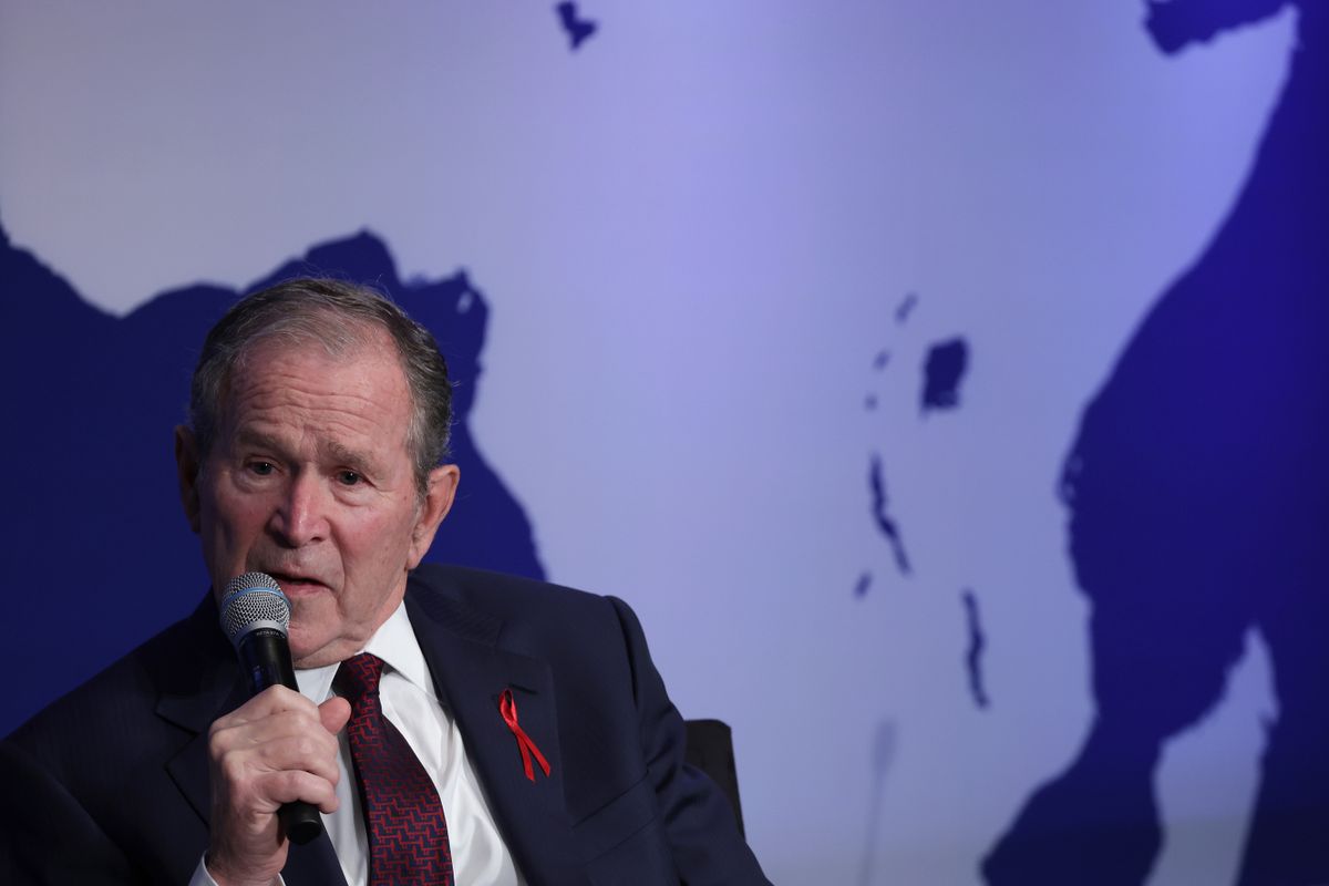 WASHINGTON, DC - FEBRUARY 24:  Former U.S. President George W. Bush speaks during an event to mark the 20th anniversary of PEPFAR (President's Emergency Plan for AIDS Relief) at the United States Institute of Peace on February 24, 2023 in Washington, DC. The George W. Bush Institute hosted the event to mark the anniversary of the initiative, established by former U.S. George W. Bush in 2003, to combat the global HIV/AIDS epidemic. 