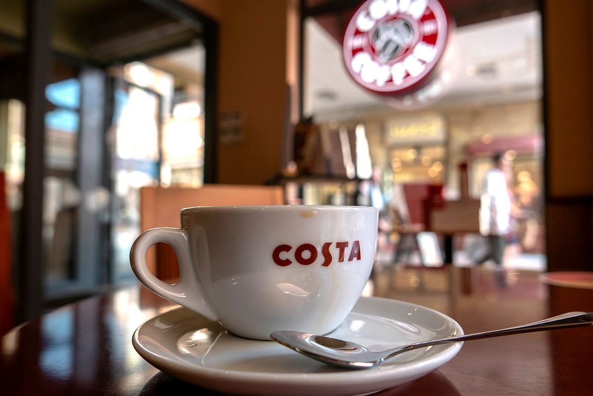 Coffee cup in a COSTA coffee store.  On August 31, Coca-Cola 
TIANJIN, CHINA - 2018/09/01: Coffee cup in a COSTA coffee store.  On August 31, Coca-Cola announced that it has bought all of Costa Limited's shares from Whitbread PLC at  $5.1 billion.  From the transaction,  Coca-Cola would own a coffee business across Europe, Asia-Pacific, the Middle East and Africa. (Photo by Zhang Peng/LightRocket via Getty Images)