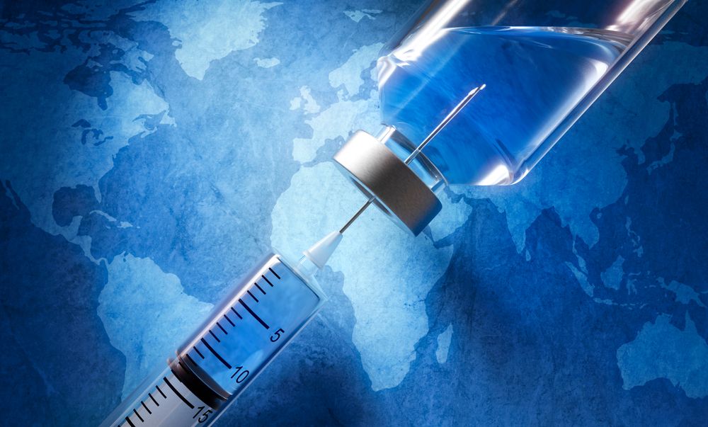 Vaccine,And,Syringe,With,World,Map,Background,-,3d,Illustration