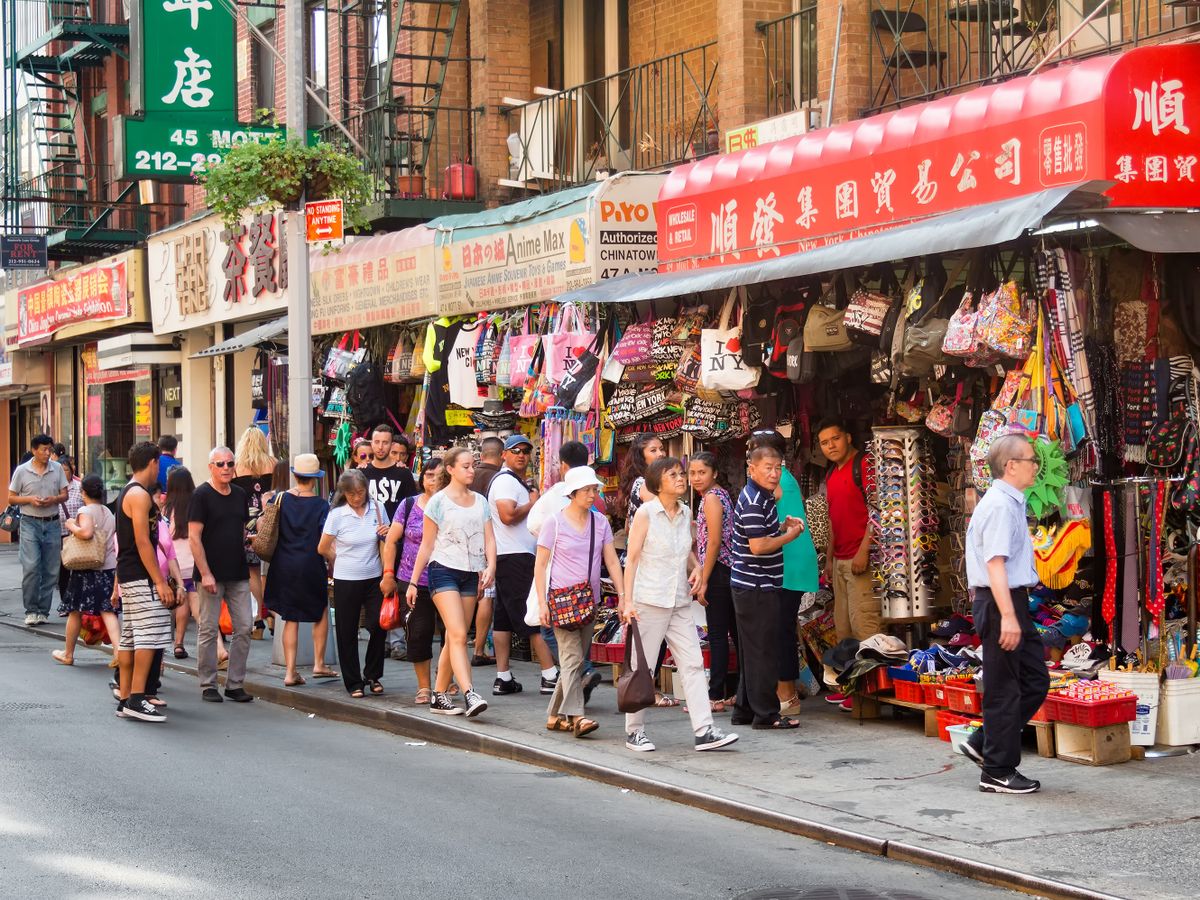 NEW YORK,USA -Colorful street scene at Chinatown in New York City