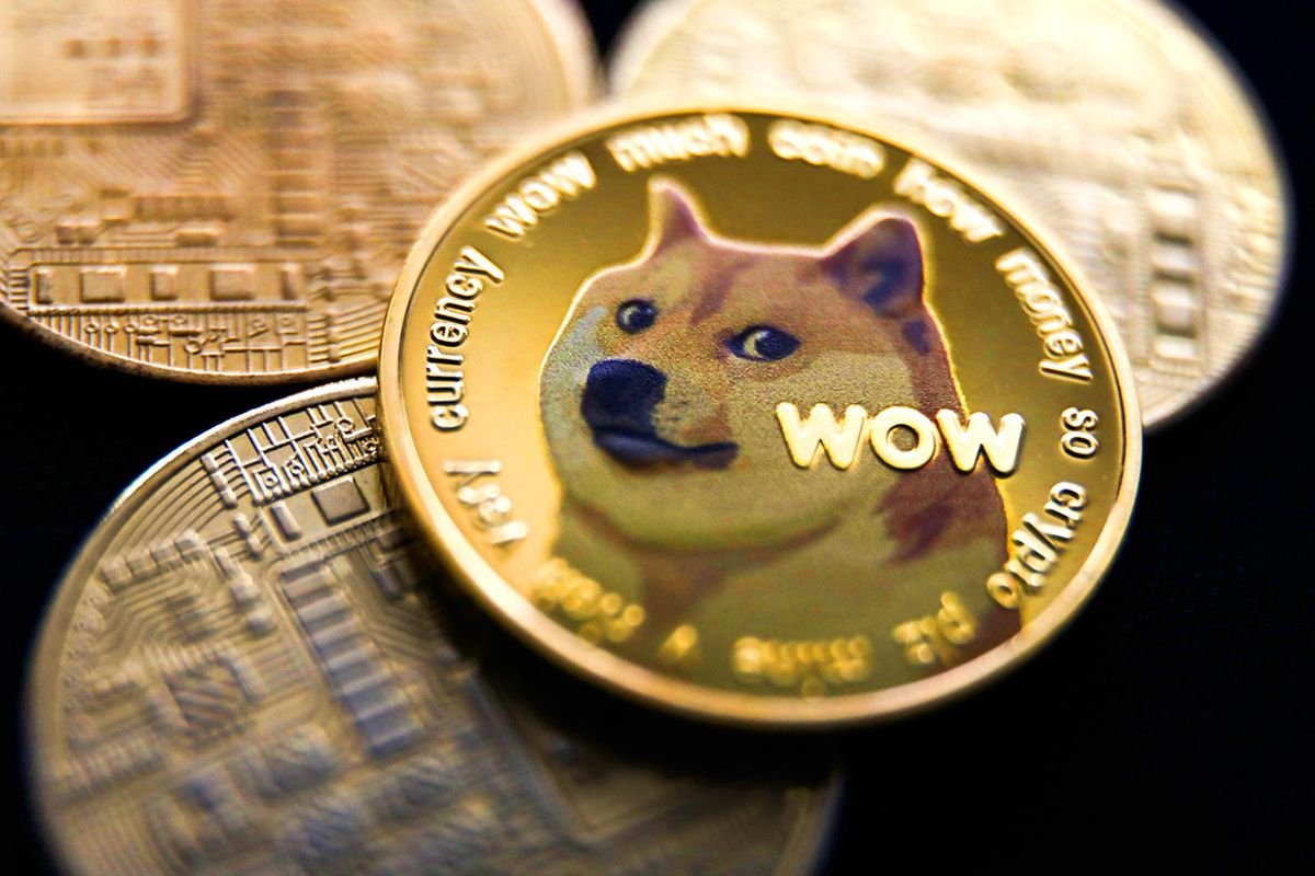 Dogecoin Cryptocurrency Photo Illustrations Representation of Dogecoin cryptocurrency is seen in this illustration photo taken in Krakow, Poland on June 22, 2021. (Photo Illustration by Jakub Porzycki/NurPhoto via Getty Images)