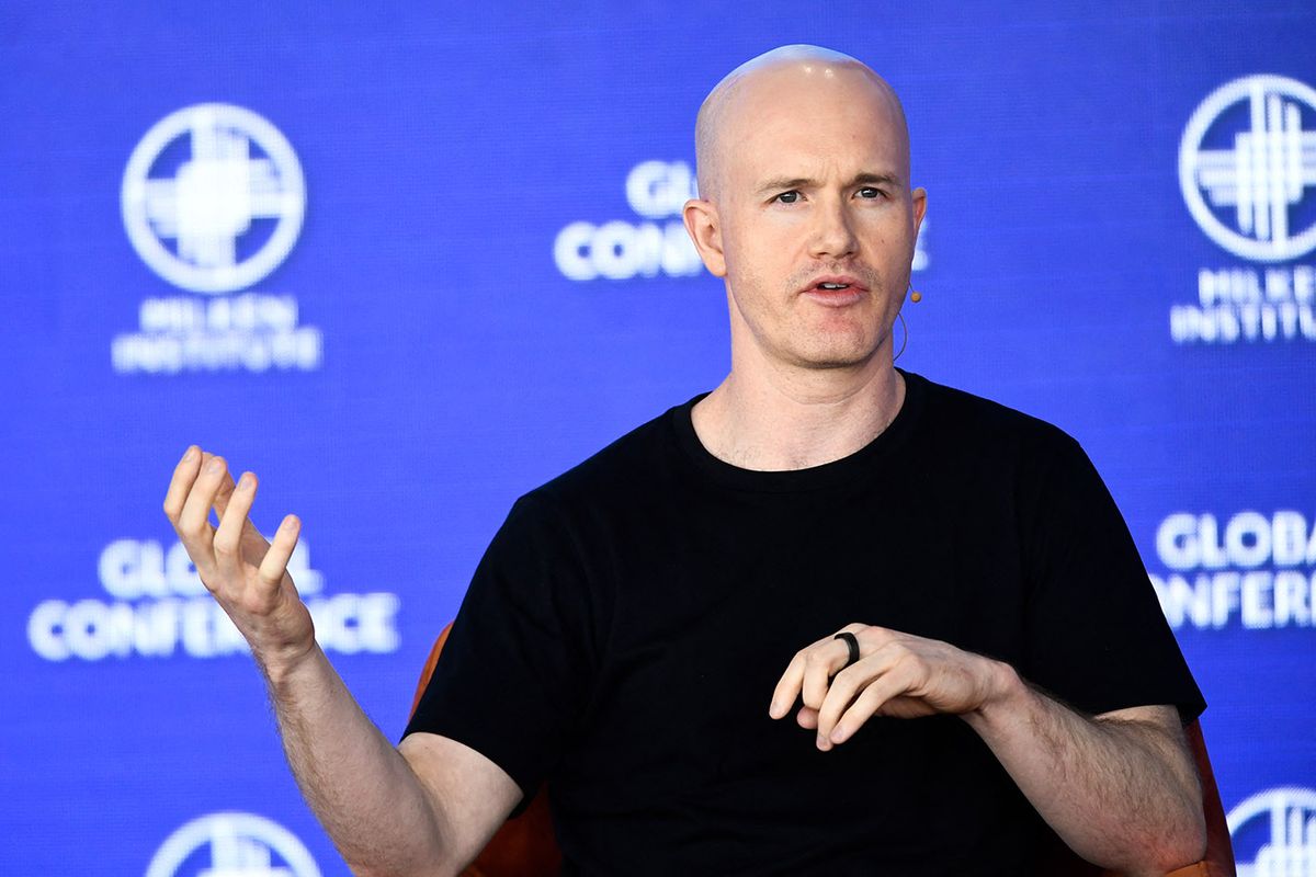 Brian Armstrong, CEO and Co-Founder, Coinbase, speaks during the Milken Institute Global Conference on May 2, 2022 in Beverly Hills, California. (Photo by Patrick T. FALLON / AFP)
US-ECONOMY-MILKEN