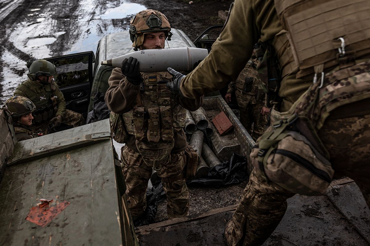 Ukrainian soldiers on the frontline in Donetsk Oblast
DONETSK OBLAST, UKRAINE - APRIL 22: Ukrainian soldiers of the 24th Separate Assault Battalion "Aidar" battalion load ammunition into a military truck in the direction of Bakhmut, 22 April 2023. Diego Herrera Carcedo / Anadolu Agency (Photo by Diego Herrera Carcedo / ANADOLU AGENCY / Anadolu Agency via AFP)
Ukrainian soldiers on the frontline in Donetsk Oblast