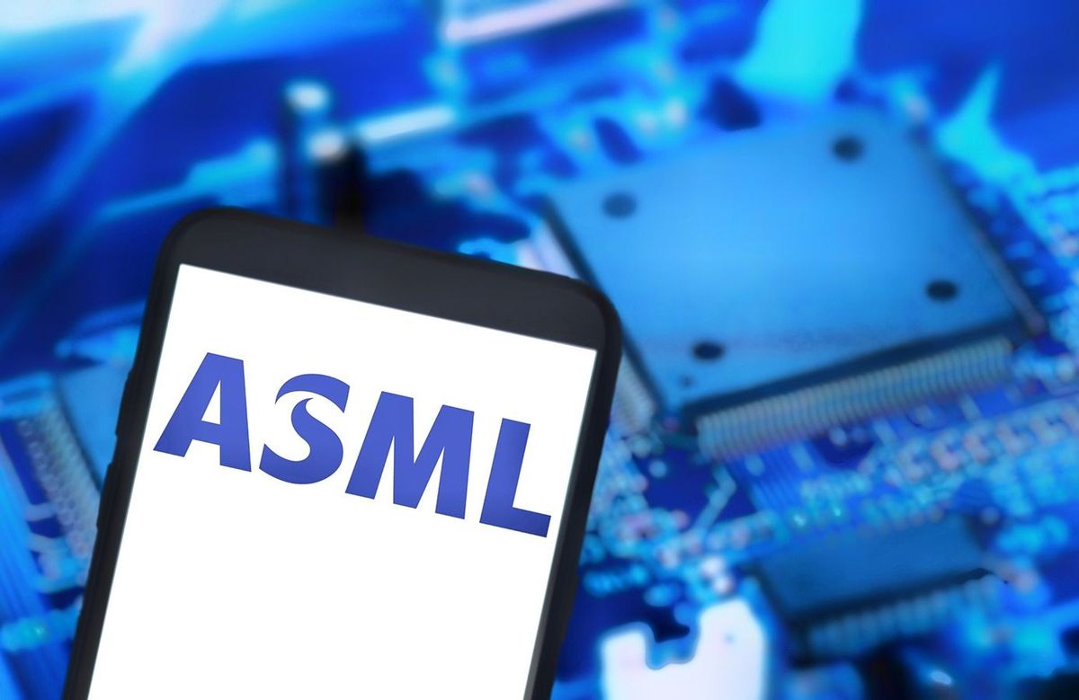 Jakarta,-,April,05,2023:,Asml,Holding,N.v.,Known,As,Asml
Jakarta - April 05,2023: ASML Holding N.V. known as ASML logo with micrchip background, originally standing for Advanced Semiconductor Materials Lithography. is a Dutch multinational corporation 
