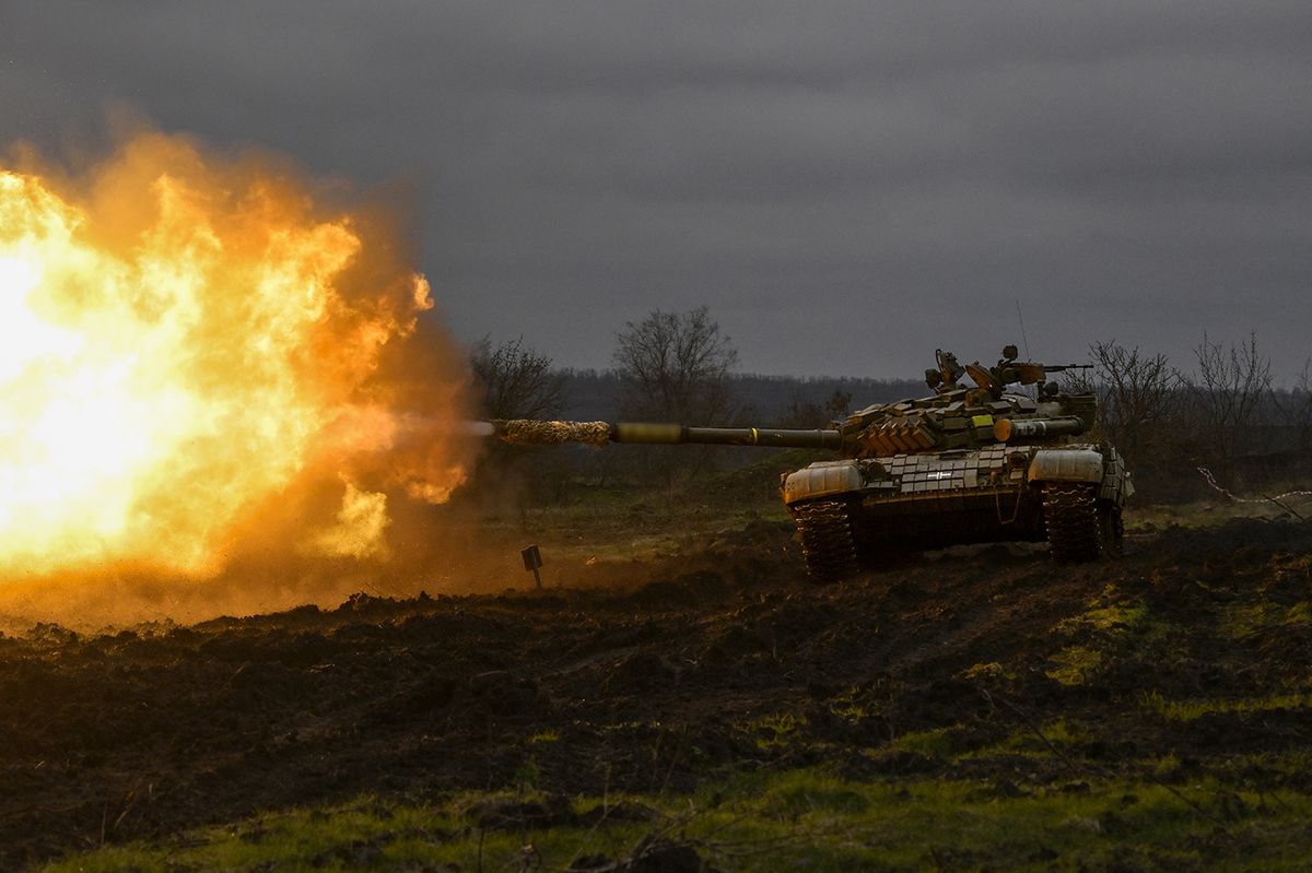 Military mobility continues in Bakhmut frontline
DONETSK OBLAST, UKRAINE - MARCH 29: (EDITORS NOTE: The tank number has been blurred) A Ukrainian tank performs during firing practice amid Russia-Ukraine war on the frontline of Donetsk Oblast, Ukraine on March 29, 2023. Muhammed Enes Yildirim / Anadolu Agency (Photo by Muhammed Enes Yildirim / ANADOLU AGENCY / Anadolu Agency via AFP)
Military mobility continues in Bakhmut frontline
