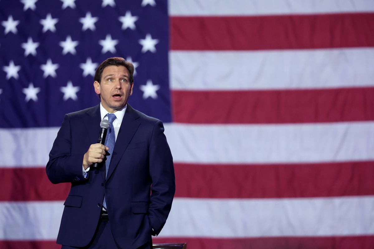 DES MOINES, IOWA - MARCH 10: Florida Gov. Ron DeSantis speaks to Iowa voters on March 10, 2023 in Des Moines, Iowa. DeSantis, who is widely expected to seek the 2024 Republican nomination for president, is one of several Republican leaders visiting the state this month.  