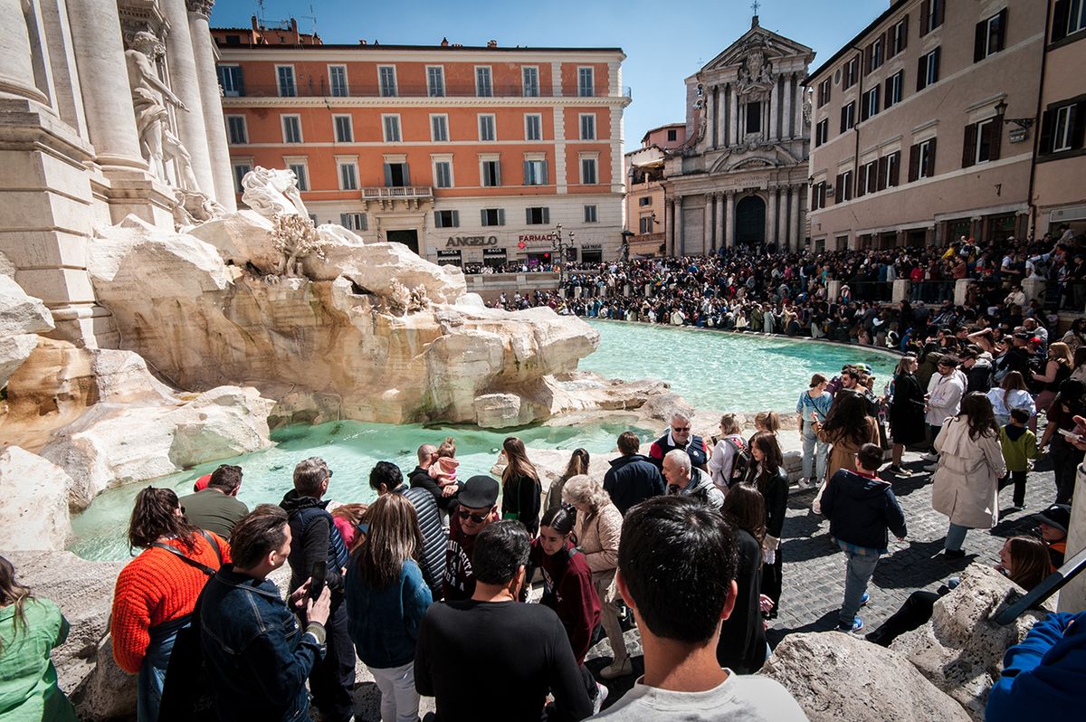 Tourists Visit The Trevi Fountain
Rome, Italy, on April 7, 2023, is bustling with tourists before the Easter holidays on Good Friday at the Trevi Fountain. (Photo by Andrea Ronchini/NurPhoto) (Photo by Andrea Ronchini / NurPhoto / NurPhoto via AFP)