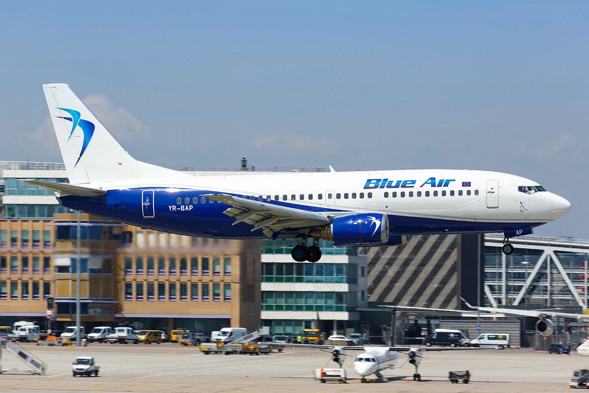 Blue Air Boeing 737 airplane Stuttgart airport Stuttgart, Germany - May 21, 2018: Blue Air Boeing 737 airplane at Stuttgart airport in Germany. | usage worldwide (Photo by Markus Mainka / picture alliance / dpa Picture-Alliance via AFP)