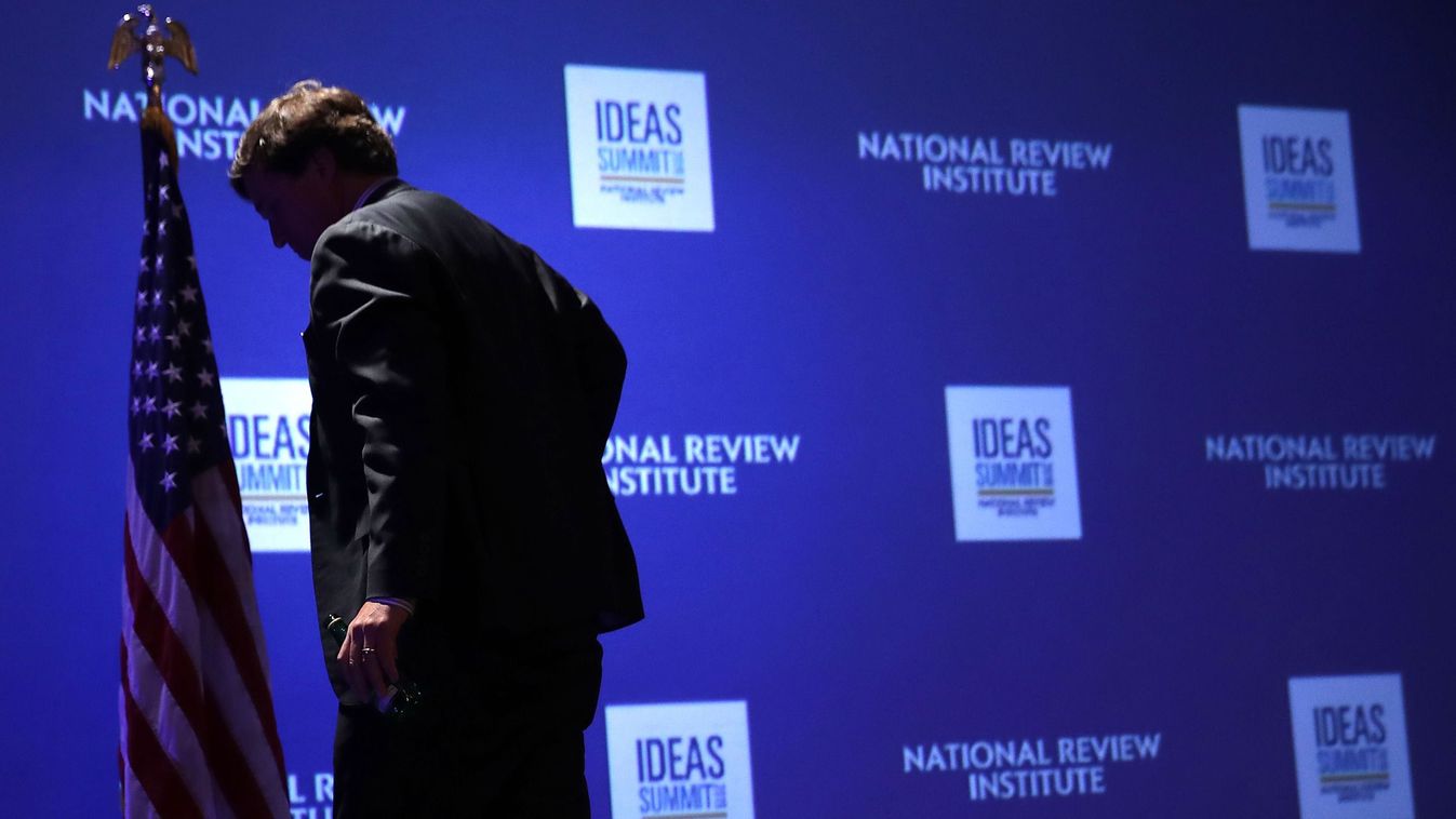 WASHINGTON, DC - MARCH 29: Fox News host Tucker Carlson leaves the stage after talking about 'Populism and the Right' during the National Review Institute's Ideas Summit at the Mandarin Oriental Hotel March 29, 2019 in Washington, DC. Carlson talked about a large variety of topics including dropping testosterone levels, increasing rates of suicide, unemployment, drug addiction and social hierarchy at the summit, which had the theme 'The Case for the American Experiment.'