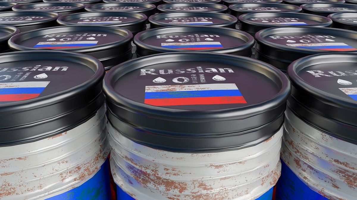 Warehouse,Russian,Oil,Barrel,,Background,With,Barrel.,Barrels,With,Colors Warehouse Russian oil barrel, background with barrel. Barrels with colors Russian flag close-up. sanctions on Russian oil. 3D work and 3D illustration