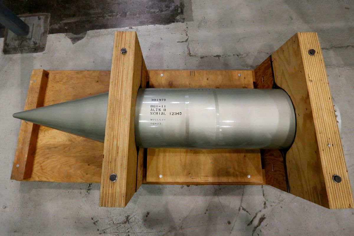OAK RIDGE, TENNESSEE, MONDAY, JULY 21, 2014 - The forward section of the B61 nuclear bomb on display as a museum piece at the Y-12 National Security Complex.  