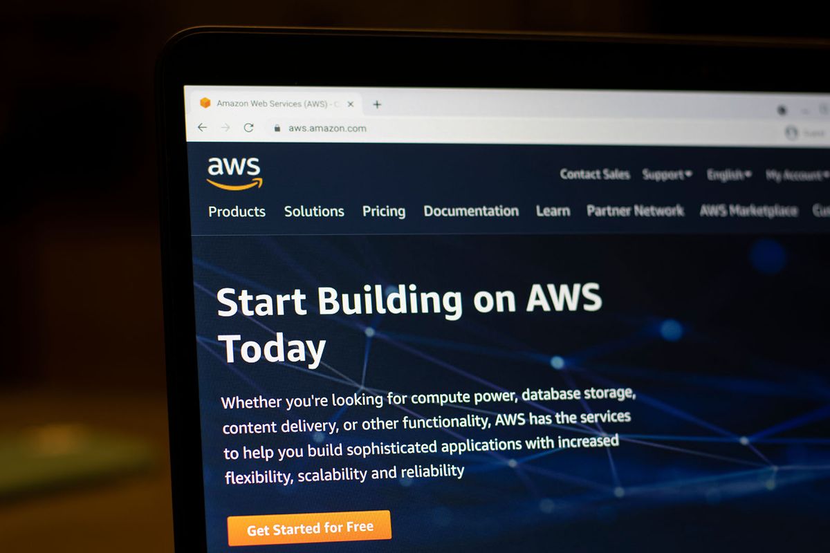 Portland,,Or,,Usa,-,Mar,7,,2021:,The,Homepage,Of
Portland, OR, USA - Mar 7, 2021: The homepage of Amazon Web Services (AWS) is seen on a laptop computer. AWS is a subsidiary of Amazon providing on-demand cloud computing platforms and APIs.