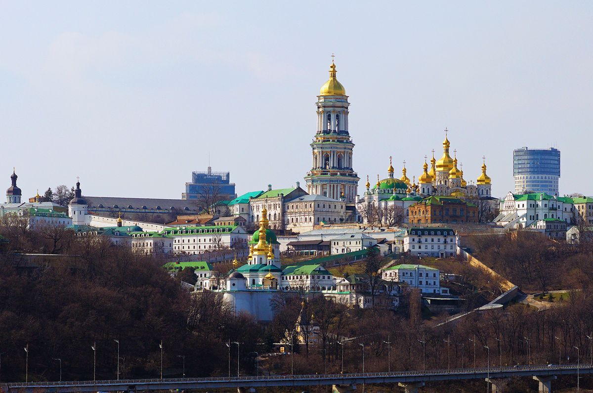 Picturesque view of famous Kyiv's hills against sky. Scenic landscape of ancient Kyiv Pechersk Lavra. It is a historic Orthodox Christian monastery. Kyiv, Ukraine.
Picturesque,View,Of,Famous,Kyiv's,Hills,Against,Sky.,Scenic,Landscape