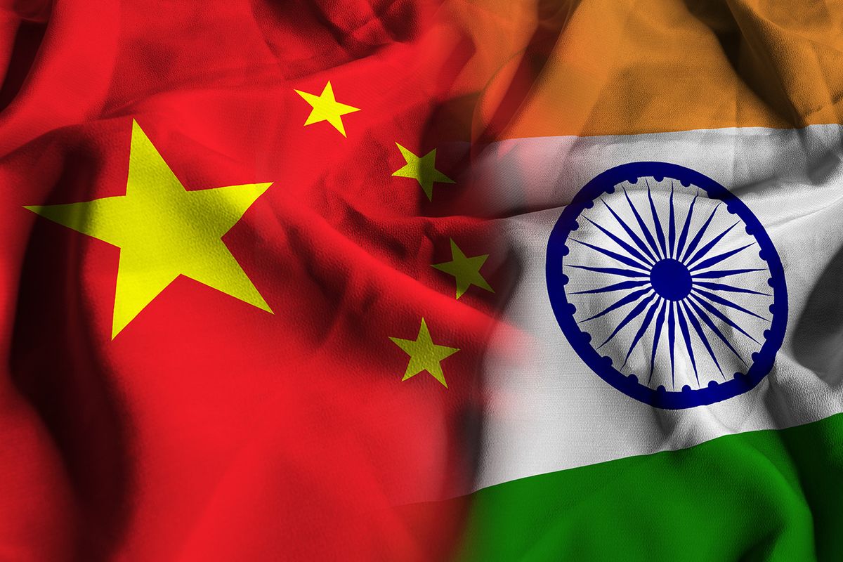 Flags of the People's Republic of China and India
