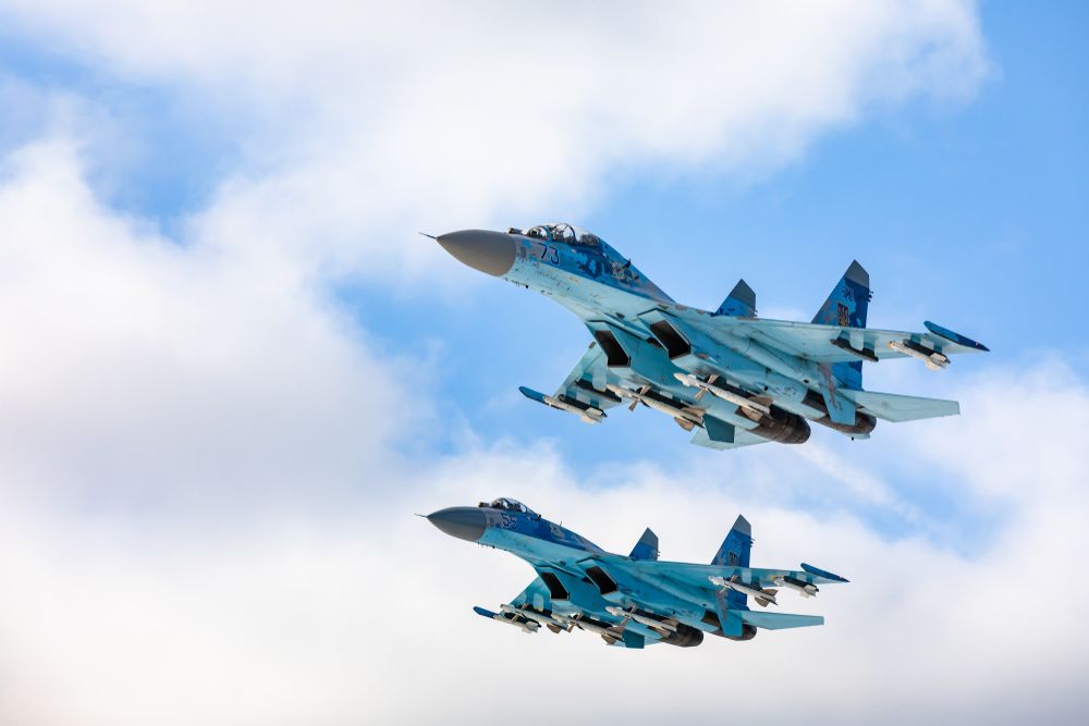 Zhytomyr,Reg,,Ukraine,-,Dec.,06,,2018:,Two,Su-27,Fighters