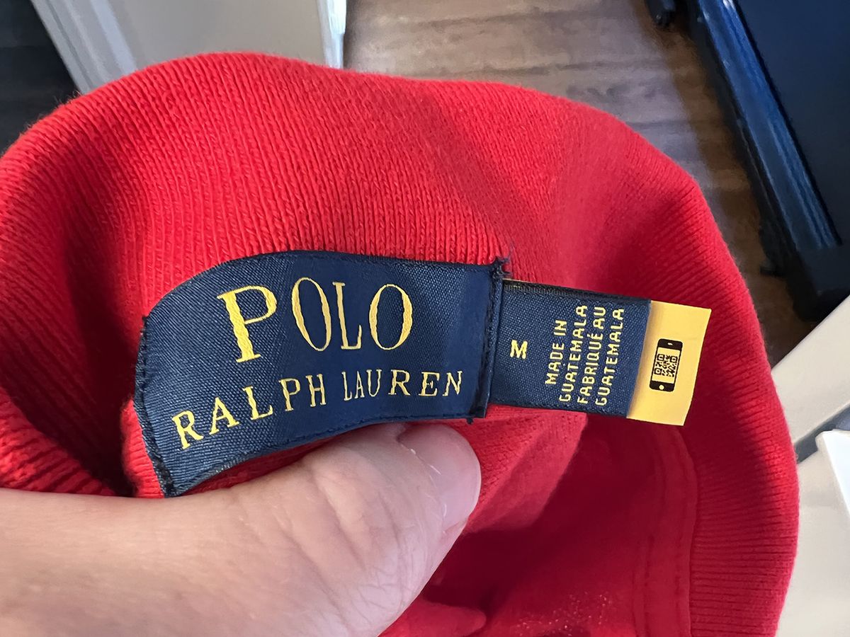 Garment QR Code
A QR code is sewn into the label of a garment from Ralph Lauren, providing care instructions via a phone camera scan, Lafayette, California, February 17, 2022. Photo courtesy Tech Trends. (Photo by Gado/Getty Images)