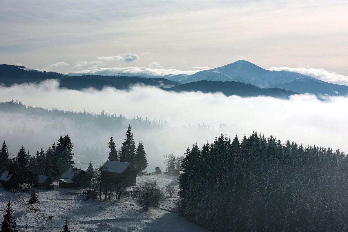 Morning in Carpathians in winter